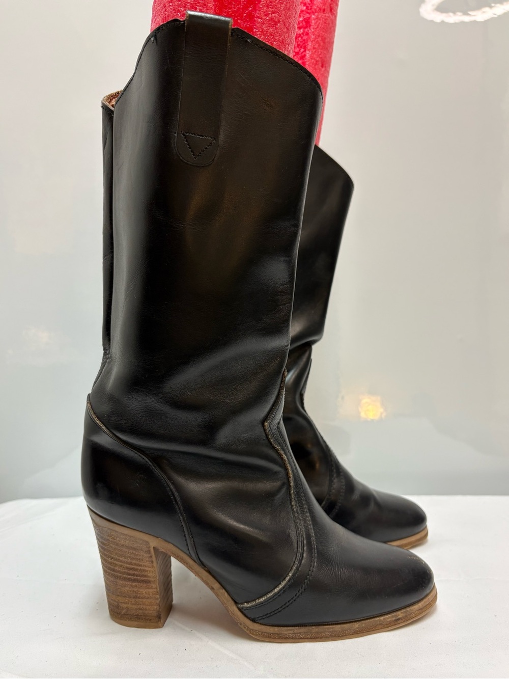 Vintage 1970s/1980s Hanna Leather Slouchy Heeled Boots Size 4 fits US 6.5-7 - Picture 6 of 12